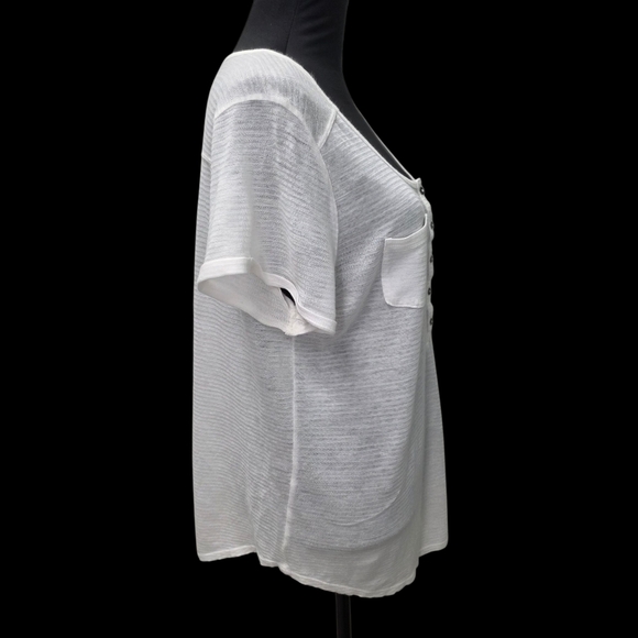 Lucky Brand Button-Front Henley Top Women's Size Large. Cream - Picture 4 of 8